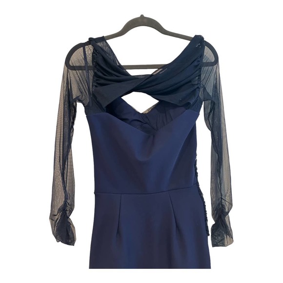 Chiara Boni Leitha Cutout Mixed Media Sheath Midi Dress, Size 4 - Picture 7 of 9